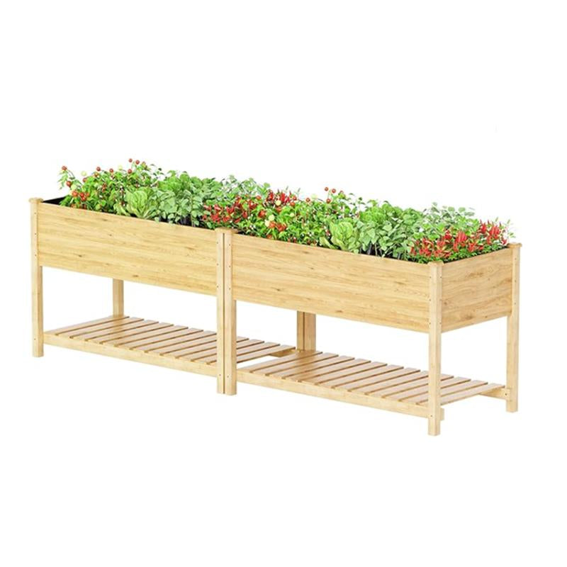 Raised Cedar Wood Planter Box w/ Legs and Lower Shelf