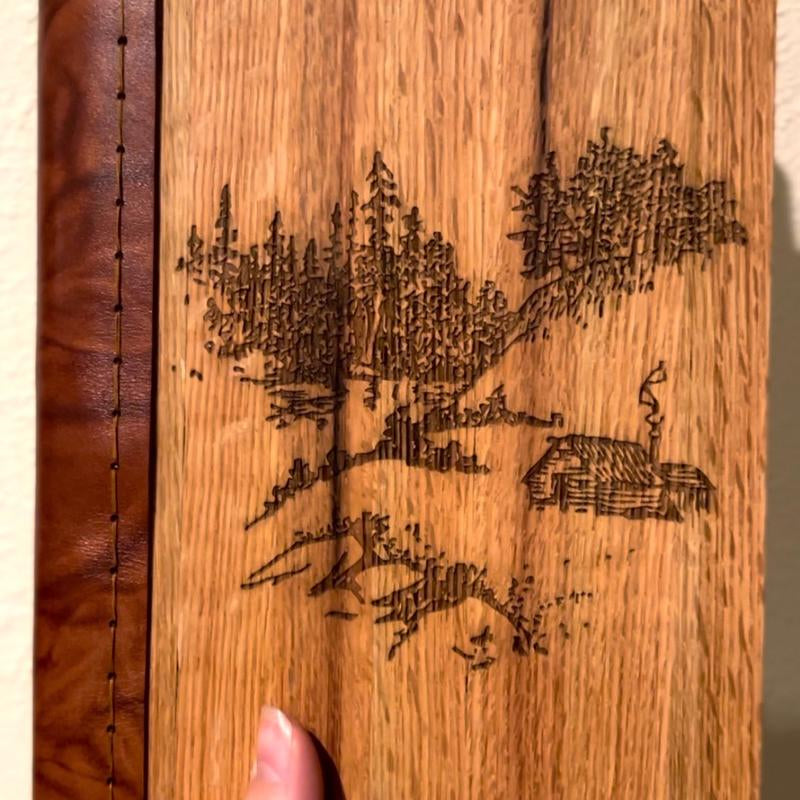Leather Bound Hardwood Journal - Oak or Cherry