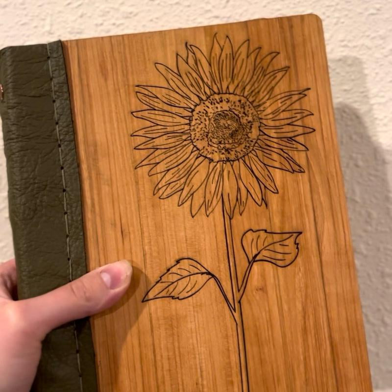 Leather Bound Hardwood Journal - Oak or Cherry